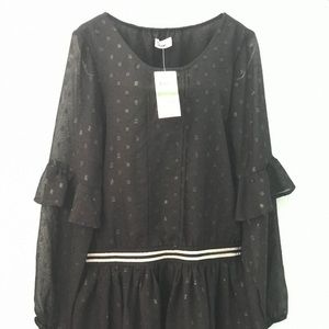 NWT black girl dress with glitter size M epic thre